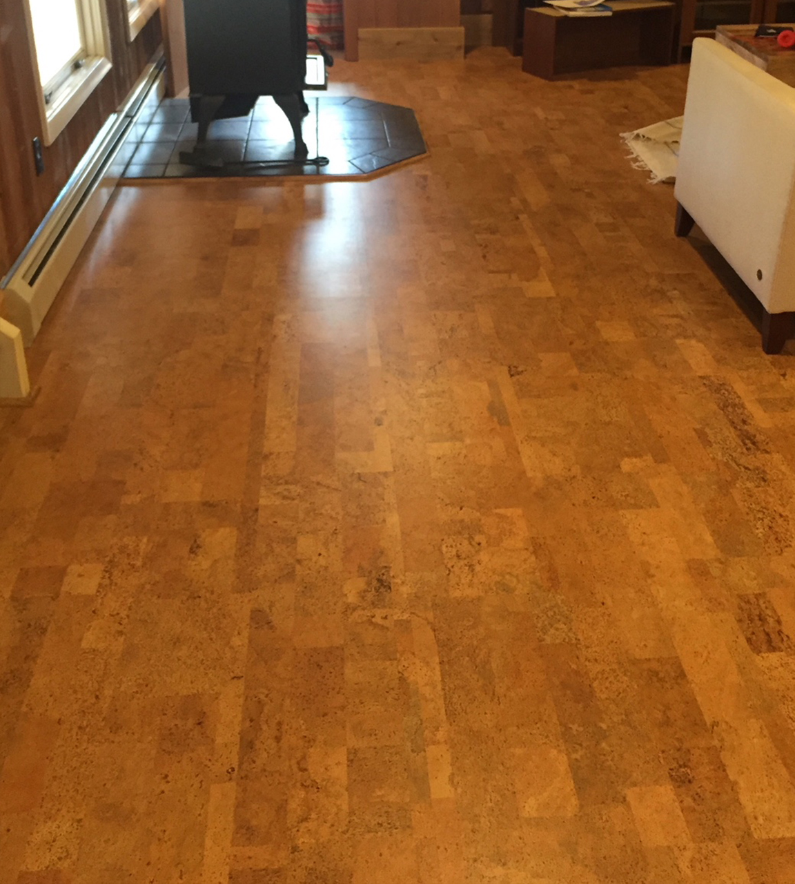 light brown cork flooring